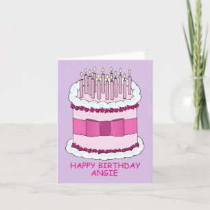 Carte Joyeux Anniversaire Angie Cake et bougies