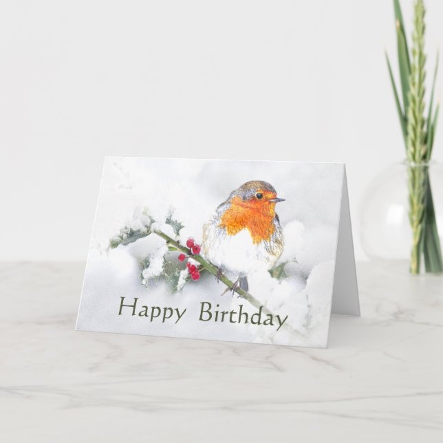Carte Joyeux anniversaire anglais Robin Pretty Garden Bi (Devant)