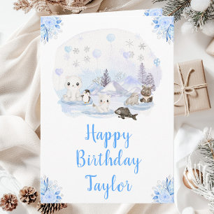 Carte Joyeux Anniversaire Animaux Arctiques Merveilleux