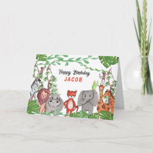 Carte Joyeux Anniversaire Animaux de la Jungle