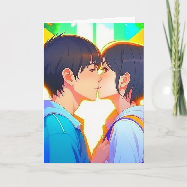 Carte Joyeux anniversaire | Anime Kiss (Devant)