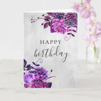 Joyeux anniversaire. Aquarelle violette lilas flor