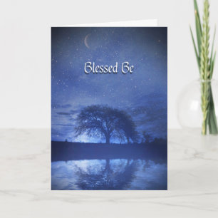 Carte Joyeux Anniversaire Arbre de Chêne et Lune Bénie