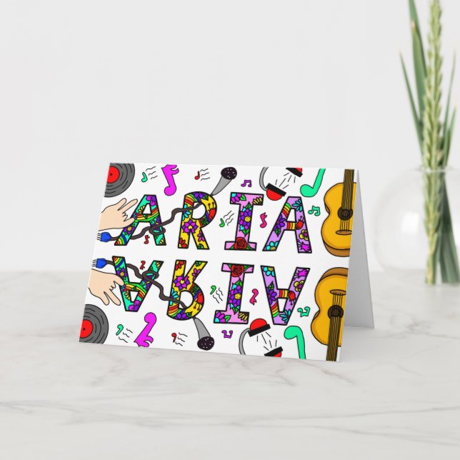 Carte Joyeux Anniversaire Aria, le nom de la fille fanta (Devant)