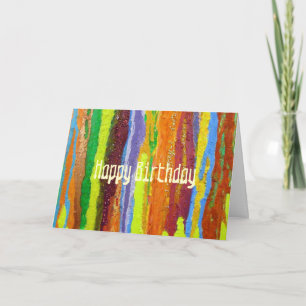 Carte Joyeux Anniversaire Art Abstrait rayures arc-en-ci