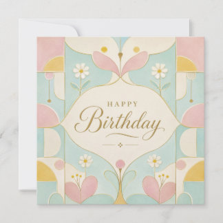 Carte Joyeux Anniversaire Art Déco Floral Géométrique Pa