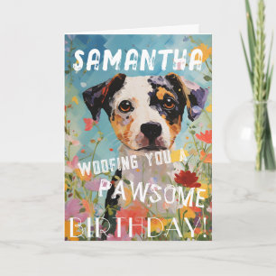 Carte Joyeux anniversaire au chien mignon et adorable
