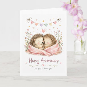 Carte Joyeux Anniversaire au Couple de Hérissons à l'Aqu