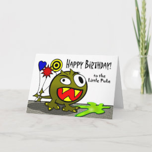Carte Joyeux Anniversaire au Monstre Amusant Petit Puke