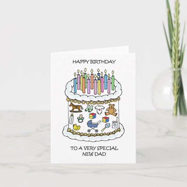 Carte Joyeux anniversaire au nouveau père (Devant)