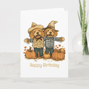 Carte Joyeux Anniversaire Automne Moisson Goldendoodle C
