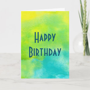 Carte Joyeux anniversaire avec Aquarelles Jaunes et Bleu