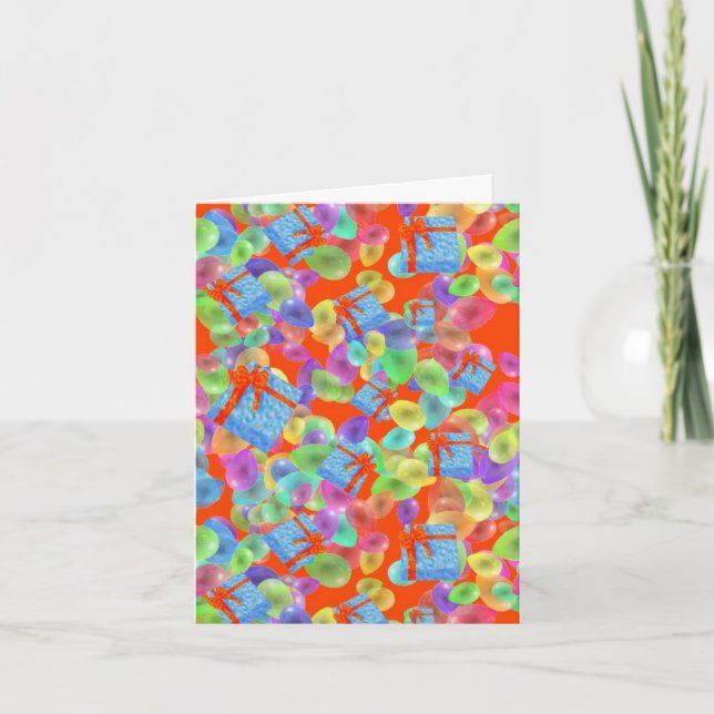 carte joyeux anniversaire avec ballons et cadeaux  (Devant)