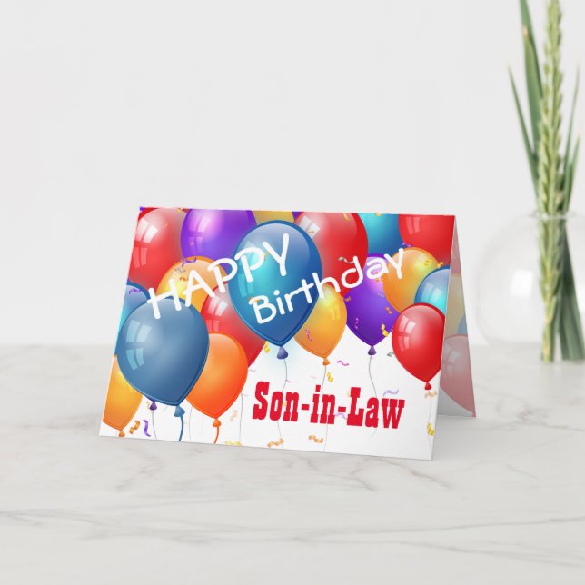 Carte Joyeux anniversaire avec Ballons SON-IN-LAW (Devant)
