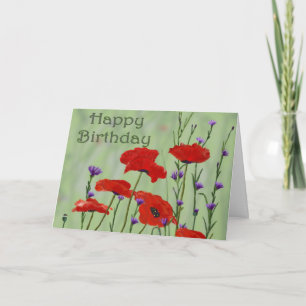 Carte Joyeux anniversaire avec des pavots