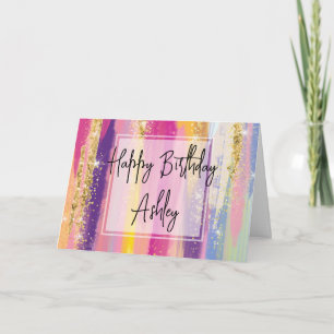 Carte Joyeux Anniversaire avec des Rayures Arc-en-Ciel e