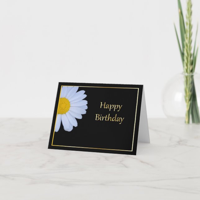 Carte Joyeux anniversaire avec Fleur blanche et Bkgrd no (Devant)