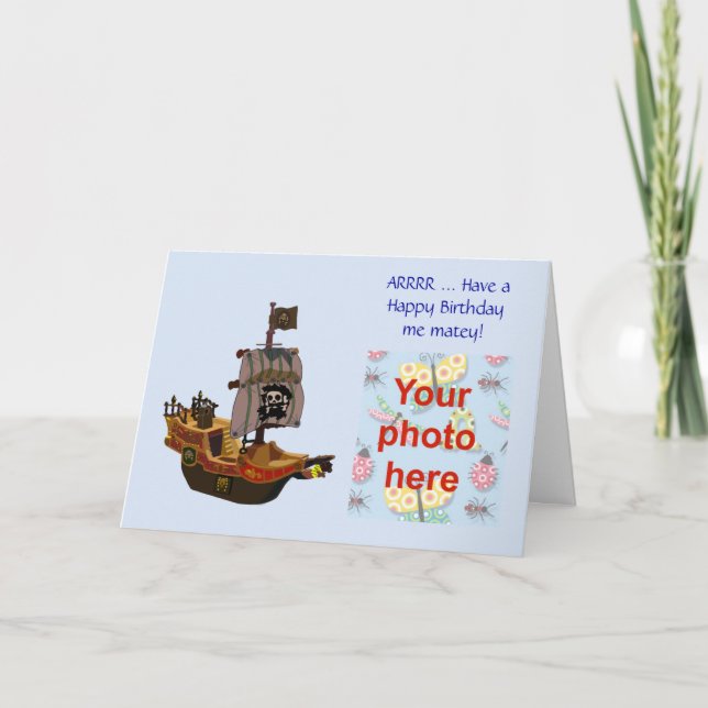 Carte Joyeux Anniversaire avec la piraterie ajouter votr (Devant)