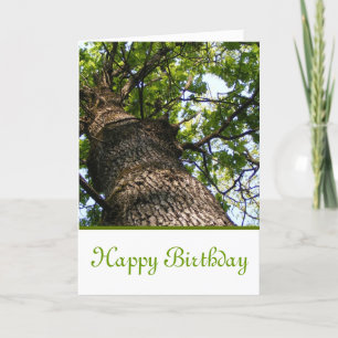 Carte Joyeux anniversaire avec la vue regardant un arbre