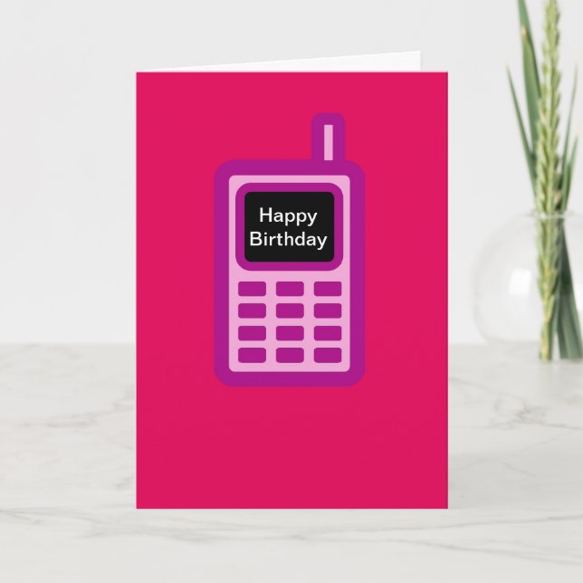Carte Joyeux anniversaire avec le téléphone portable (Devant)
