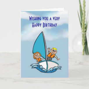 Carte Joyeux Anniversaire avec les enfants en voilier