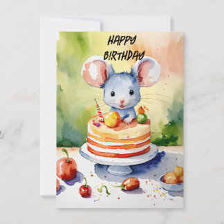 Carte joyeux anniversaire avec petite souris