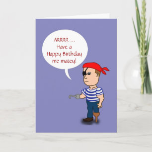 Carte Joyeux Anniversaire avec pirate avec jambe de chev