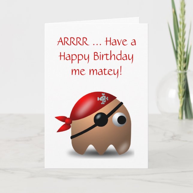 Carte Joyeux Anniversaire avec pirate et patch oculaire (Devant)