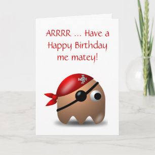 Carte Joyeux Anniversaire avec pirate et patch oculaire