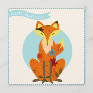 Carte Joyeux anniversaire avec renard