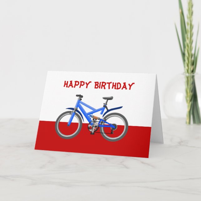 Carte Joyeux anniversaire avec vélo vélo poussette (Devant)