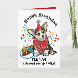 Carte Joyeux anniversaire avec votre Chien Corgi en Band