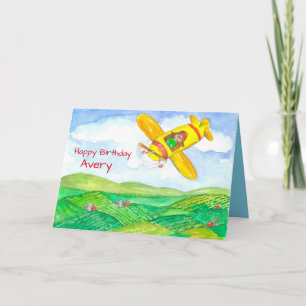 Carte Joyeux Anniversaire Avion Nom personnalisé