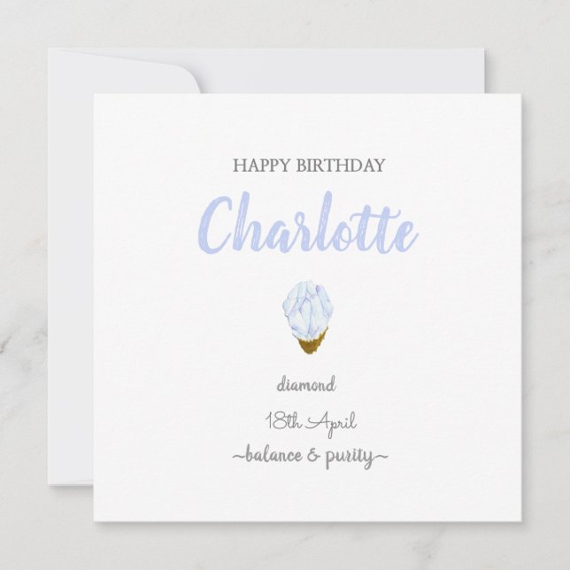 Carte Joyeux anniversaire avril pierre de naissance gem  (Devant)