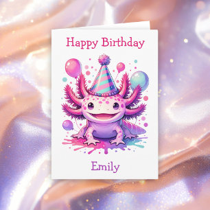 Carte Joyeux Anniversaire Axolotl Thème Personnalisé
