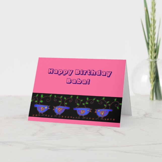 Carte Joyeux anniversaire Baba Ukrainienne Birdies (Devant)