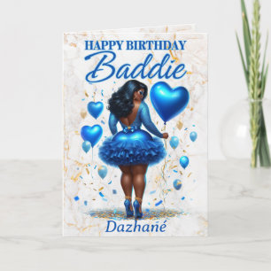 Carte Joyeux Anniversaire Baddie Sparkling Blue Glam