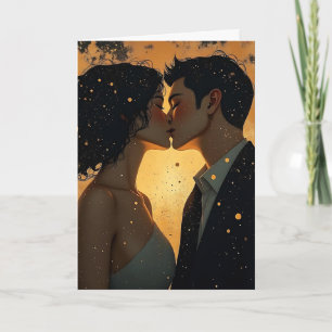 Carte Joyeux Anniversaire Baiser Romantique Céleste