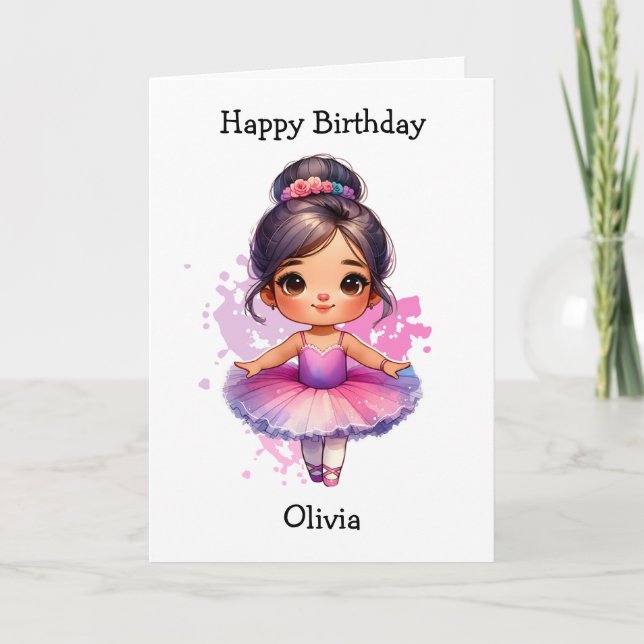 Carte Joyeux anniversaire Ballerina Coloring Page Girl's (Devant)