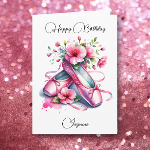 Carte Joyeux Anniversaire Ballet et coloriage Page Fille