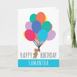 Carte Joyeux Anniversaire Ballons colorés Nom de l'ours 