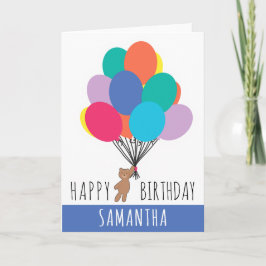 Carte Joyeux Anniversaire Ballons colorés Nom de l'ours 