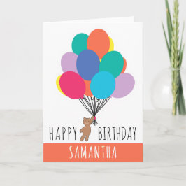 Carte Joyeux Anniversaire Ballons colorés Nom de l'ours 