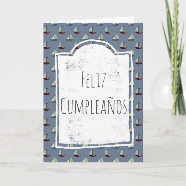Carte Joyeux Anniversaire Bateaux Espagnols Navire Anniv (Devant)