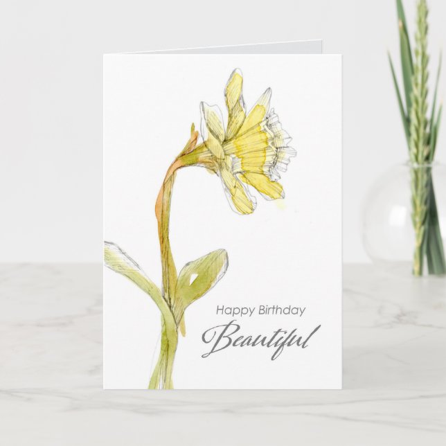Carte Joyeux Anniversaire Beau Ami Daffodil Flower (Devant)