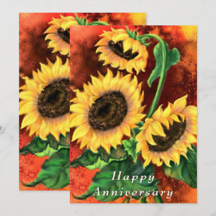 Carte Joyeux Anniversaire - Beau Trois Tournesols