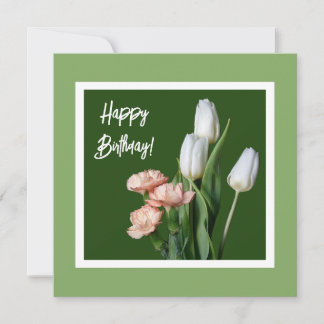 Carte Joyeux anniversaire beaux-arts fleurs de tulipes b