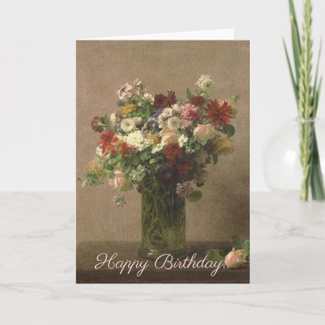Carte Joyeux anniversaire - beaux-arts français floraux (Devant)
