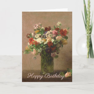 Carte Joyeux anniversaire - beaux-arts français floraux