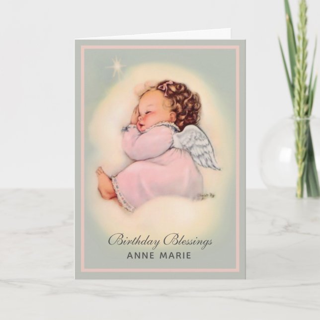 Carte Joyeux Anniversaire Bébé fille Angel Religieux (Devant)